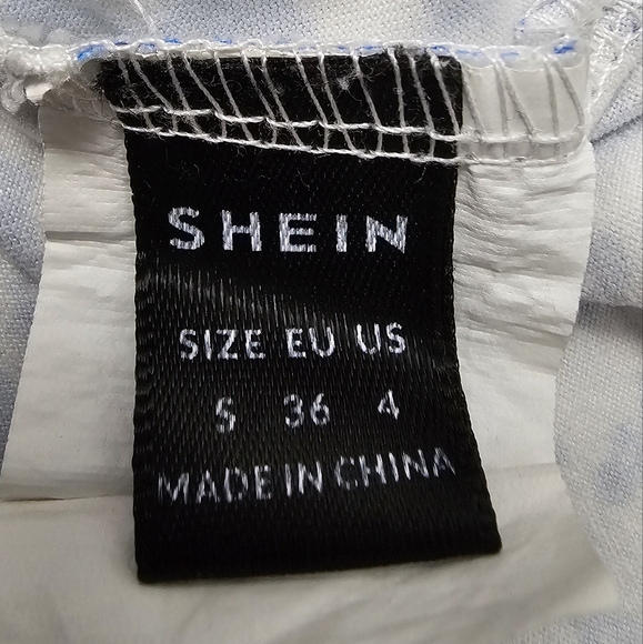 SHEIN Midi White /Blue Floral Drawstring Cami Dress Very Soft High Stretch Small - Picture 11 of 12